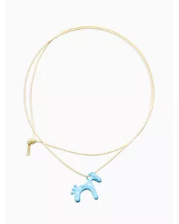 Кулон на шнурке "Конь", цвет бело-голубой,  L=51 см арт. СМЛ-283970-1-СМЛ0010979811