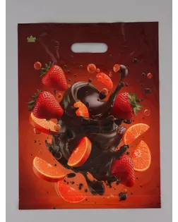 Пакет подарочный Клубника в шоколаде  40 х 31 см 60 мкм арт. СМЛ-282974-1-СМЛ0010980802