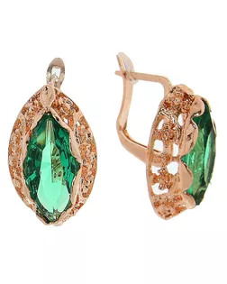 Серьги со стразами "Эллипс ажурный", цвет изумруд в золоте арт. СМЛ-24278-2-СМЛ1109905