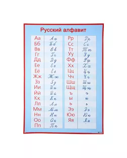 Плакат обучающий "Русский алфавит, прописные и печатные буквы" А2 арт. СМЛ-103976-1-СМЛ0001142694