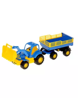 Трактор «Крепыш», с прицепом №2 и ковшом, цвета МИКС арт. СМЛ-104355-1-СМЛ0001193040
