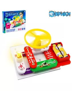 Конструктор электронный «Эврики», 35 схем, 12 элементов, работает от батареек арт. СМЛ-42128-1-СМЛ0001200829