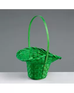 Корзина плетёная, бамбук, зелёная, (шляпка), большая арт. СМЛ-104740-1-СМЛ0001224605