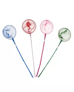 Сачок детский бамбуковая ручка 50 см  в горох, диаметр 20 см, цвета МИКС арт. СМЛ-126013-1-СМЛ0001270369