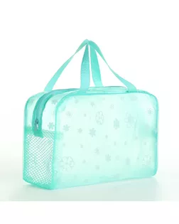 Косметичка на молнии, с ручками, цвет зелёный арт. СМЛ-244431-2-СМЛ0001350602