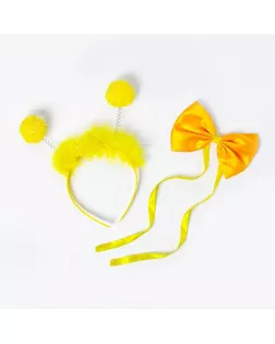 Карнавальный набор "Помпушки" 2 предмета: ободок, бабочка, цвет желтый арт. СМЛ-106224-1-СМЛ0001393653