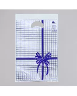 Пакет "Синяя клетка", полиэтиленовый с вырубной ручкой, 22 х 30 см, 12 мкм арт. СМЛ-42681-1-СМЛ0001411042