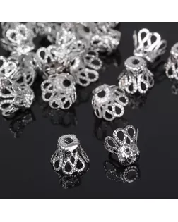 Шапочки для бусин (набор 50шт), СМ-091, цвет серебро арт. СМЛ-20719-2-СМЛ1461840