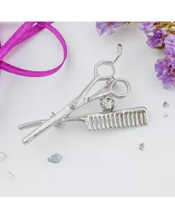 Брошь "Парикмахер", цвет белый в серебре арт. СМЛ-176067-1-СМЛ0001489142