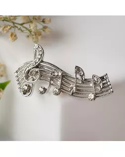 Брошь "Ноты" мелодия, цвет белый в серебре арт. СМЛ-197745-1-СМЛ0001489341