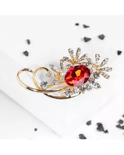 Брошь "Императрица" лакшери, цвет красно-белый в золоте арт. СМЛ-201945-1-СМЛ0001490843