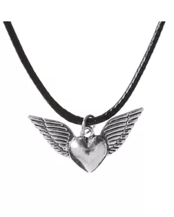 Купить Кулон на шнурке "Сердце" ангел, цвет чернёное серебро, 45 см арт. СМЛ-1850-1-СМЛ1677973 оптом в Караганде