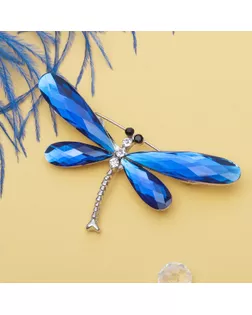 Брошь "Стрекоза", граненые крылья, цвет синий в золоте арт. СМЛ-176064-3-СМЛ0001705319