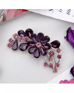 Брошь "Цветок стеклянный", цвет фиолетовый в серебре арт. СМЛ-223367-1-СМЛ0001705326