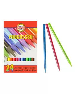 Карандаши художественные 24 цвета, Koh-I-Noor PROGRESSO 8758, цветные, цельнографитные, в картонной коробке арт. СМЛ-172955-1-СМЛ0001732685