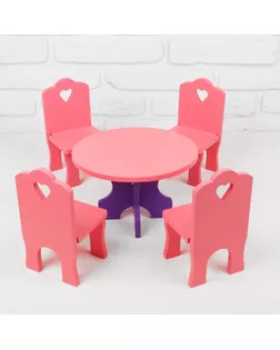 Мебель кукольная «Столик со стульчиками», 5 деталей арт. СМЛ-44184-1-СМЛ0001779175