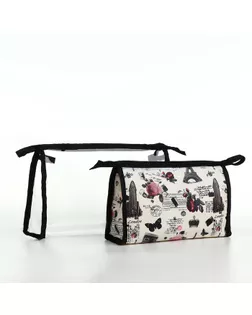 Набор косметичек 2 в 1 на молниях, цвет чёрный арт. СМЛ-244536-2-СМЛ0001855485