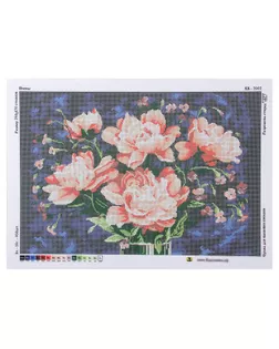 Схема для бисера и креста на габардине «Пионы» арт. СМЛ-284119-1-СМЛ0002359346
