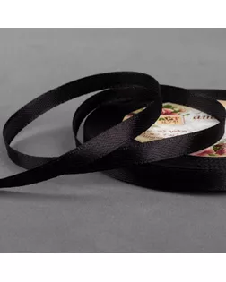 Лента атласная, 6 мм × 23 ± 1 м, цвет чёрный №39 арт. СМЛ-96058-2-СМЛ0001961203