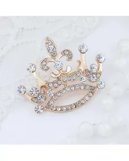 Брошь "Корона", цвет белый в золоте арт. СМЛ-229788-1-СМЛ0000199662