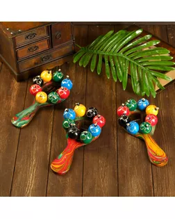 Музыкальный инструмент Маракас с шариками и пластинами радужный 25х13х5 см МИКС арт. СМЛ-47958-1-СМЛ0002028286