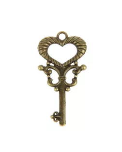 Декор металл для творчества "Ключ от сердца" под латунь (СК1823) 4х2 см арт. СМЛ-2548-1-СМЛ2054857