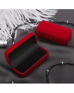 Футляр под зажим для галстука "Прямоугольник" классика 9*4*2,5, цвет красный, вставка белая арт. СМЛ-3571-1-СМЛ2162161