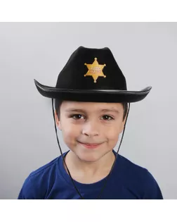 Ковбойская детская шляпа «Главный шериф», р-р. 52-54, цвет чёрный арт. СМЛ-126269-1-СМЛ0002223769