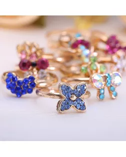 Кольцо детское "Выбражулька" со стразами, форма МИКС, цвет МИКС в золоте, фас 100 шт арт. СМЛ-25823-1-СМЛ2271124