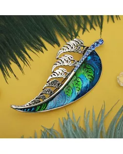 Брошь "Листок желаний", цвет сине-зелёный в серебре арт. СМЛ-223371-1-СМЛ0002291615