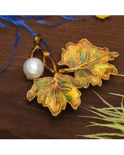 Брошь "Листья кленовые", разноцветная в золоте арт. СМЛ-187791-1-СМЛ0002291746