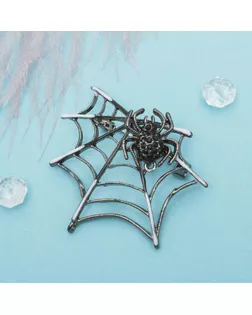 Брошь "Паук в паутине", цвет черно-белый в серебре арт. СМЛ-223373-1-СМЛ0002291760
