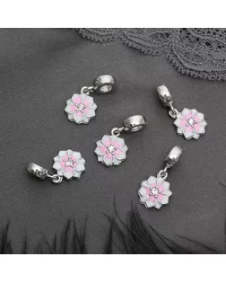 Подвеска "Цветок с эмалью", цв.бело-розовый в серебре арт. СМЛ-4350-1-СМЛ2344702