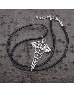 Кулон на шнурке "Кадуцей", цвет чернёное серебро, 40 см арт. СМЛ-25847-1-СМЛ2347173