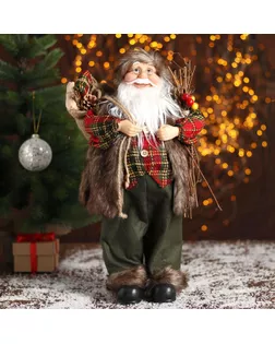 Дед Мороз, в пушистой жилетке, с веточками арт. СМЛ-47628-1-СМЛ0002357067