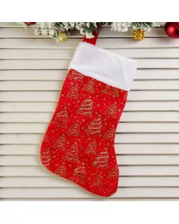 Носок для подарков "Звёздная пыль" красный 17*35 см арт. СМЛ-48108-1-СМЛ0002363897