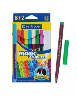 Фломастеры 10 цветов, Centropen 2549/08 Magic, меняют цвет, + 8 цветов + 2 поглотителя, картонная упаковка арт. СМЛ-173626-1-СМЛ0002468412