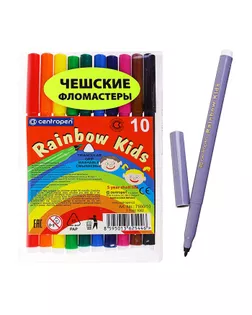 Фломастеры 10 цветов, Centropen Rainbow Kids 7550/10, пластиковый конверт, линия 1.0 мм арт. СМЛ-173637-1-СМЛ0002468433