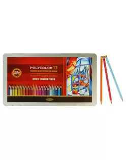 Карандаши художественные 72 цвета, Koh-I-Noor PolyColor 3827, мягкие, в металлическом пенале арт. СМЛ-189131-1-СМЛ0002474659