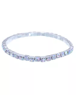 Браслет со стразами "Лёд" 1 ряд, цвет радужный в серебре, 4 мм арт. СМЛ-20632-1-СМЛ0248189