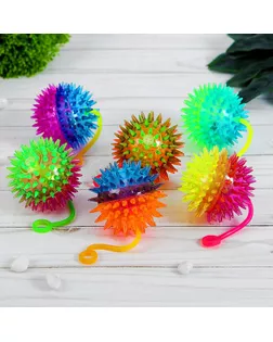 Мяч «Ёжик», световой, с пищалкой, 6,5 см, цвета МИКС арт. СМЛ-48637-1-СМЛ0002496521