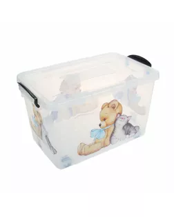 Контейнер для хранения «Мишка и котёнок», 35 л, 50,5×31,5×28 см, цвет прозрачный арт. СМЛ-96101-2-СМЛ0002521534