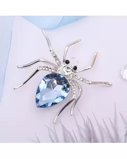 Брошь "Паук", цвет бело-синий в серебре арт. СМЛ-187864-2-СМЛ0002521830