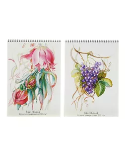 Блокнот для зарисовок А4, 20 листов на гребне Sketchbook, блок акварельная бумага 200 г/м2, жёсткая подложка, МИКС арт. СМЛ-203864-1-СМЛ0002532882