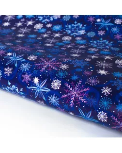 Бумага упаковочная глянцевая «Синие снежинки», 70 × 100 см арт. СМЛ-48594-1-СМЛ0002576279