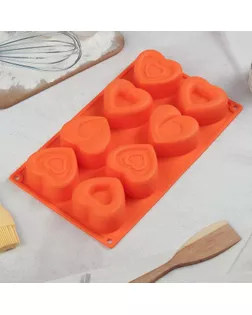 Форма для выпечки Доляна «Сердцебиение», 30×17,5 см, 8 ячеек (7×6,5 см), цвет МИКС арт. СМЛ-204099-1-СМЛ0002582026