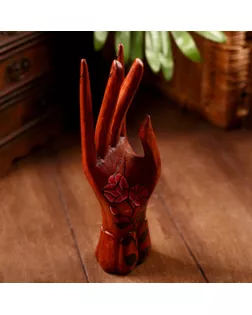 Подставка для колец дерево "Рука роспись" 20 см арт. СМЛ-5795-1-СМЛ2746759