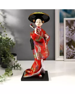 Кукла коллекционная "Китаянка с веером в шляпе" 30х12,5х12,5 см арт. СМЛ-96364-1-СМЛ0002749656