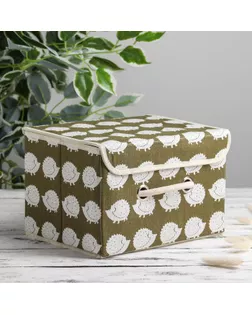 Короб для хранения с крышкой «Ёжики», 25×20×17 см, цвет зелёный арт. СМЛ-96368-2-СМЛ0002778222