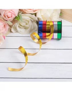 Лента упаковочная глянцевая, ассорти 0,5 см х 3 м (набор 6 цветов.) арт. СМЛ-53484-1-СМЛ0002896588